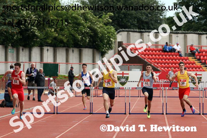 Senior boys 400 metres hurdles, English Schools Track and Field. Photo: David T. Hewitson/Sports for All Pics